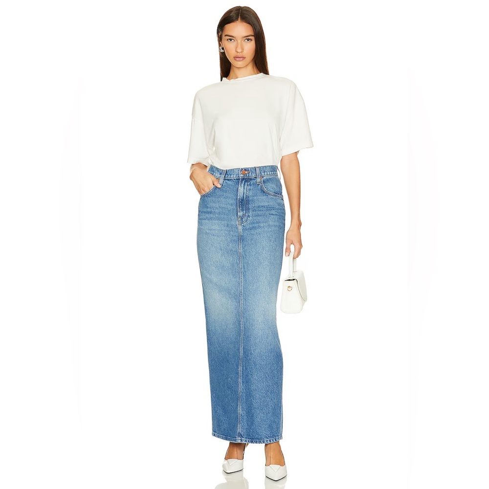 NWT Mother Snacks Candy Stick Denim Maxi Skirt Dine n Dash
